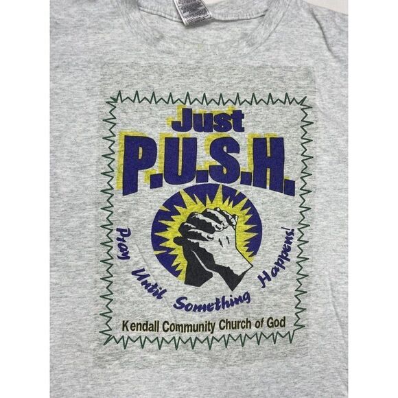 VTG Kendall Church God Miami Pray Until Something Happen T-shirt Men Large Jesus - Picture 2 of 7